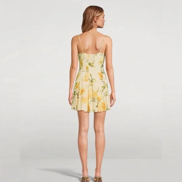 REFORMATION Annelise Mini Dress Floral Yellow Sundress Size 6 $218 NWT